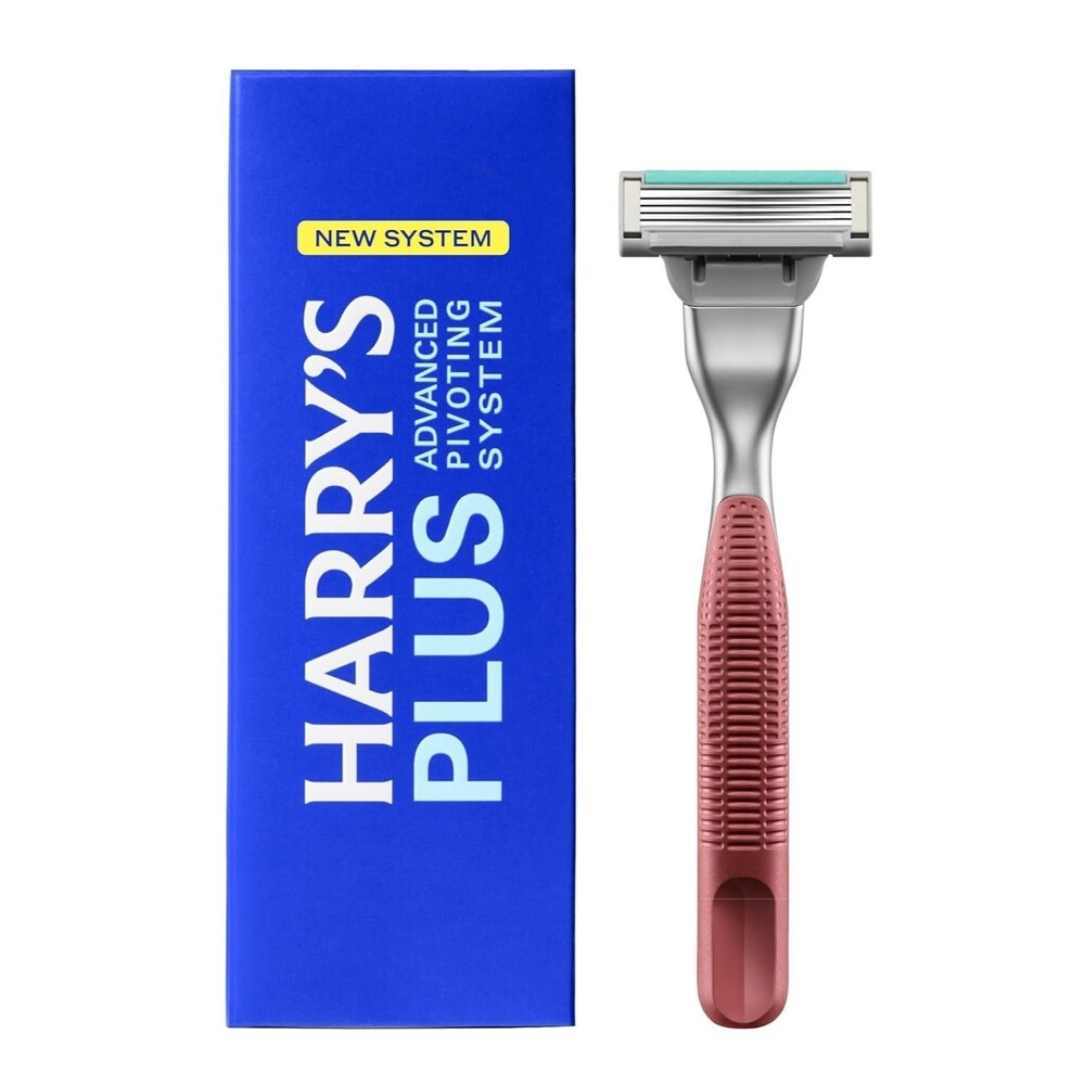 Harry’s PLUS Men's Razor Premium Handle Pivoting Blade Cartridge Clay Red 1 Pcs